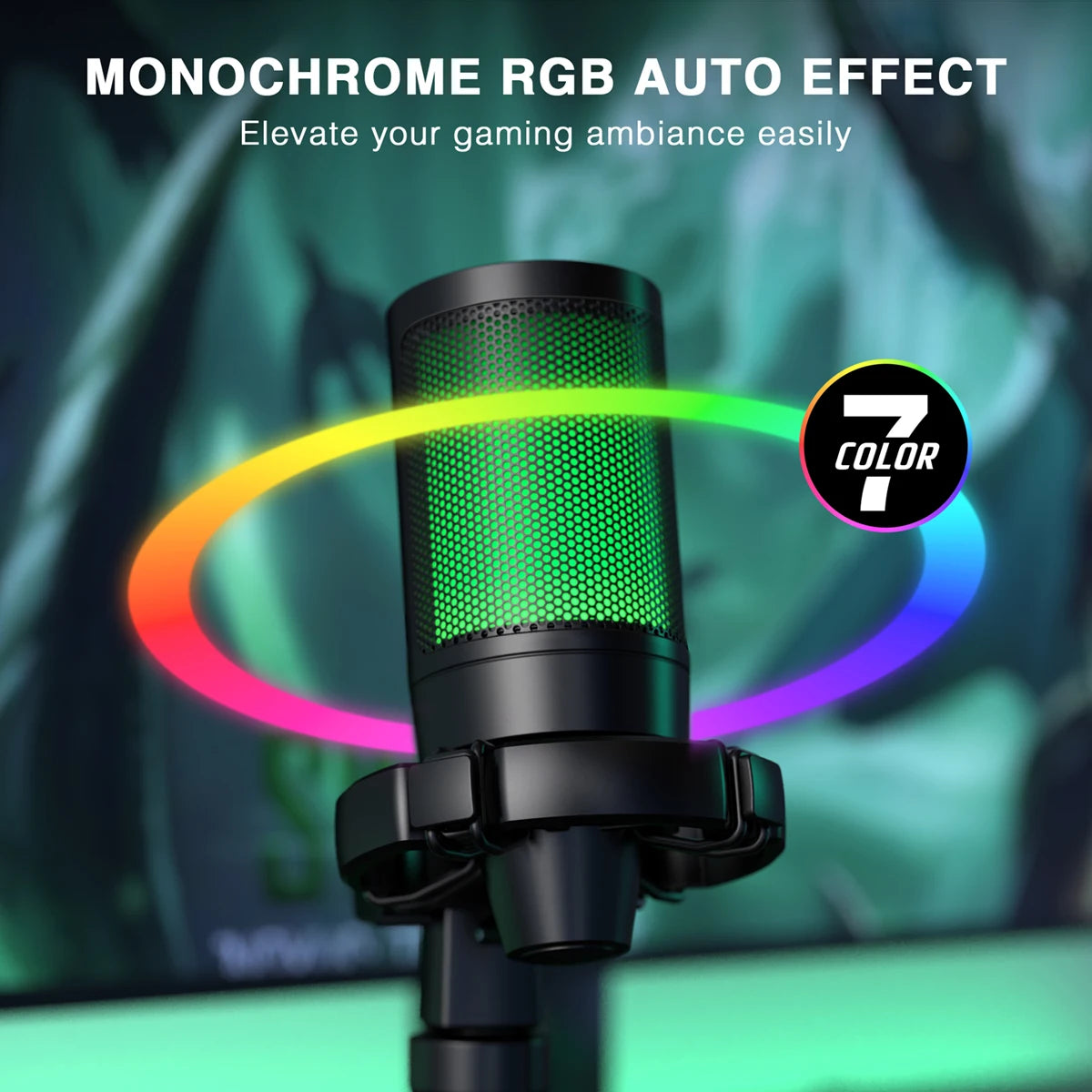 FIFINE AmpliGame RGB USB Gaming Microphone with Touch Mute & Tripod Stand