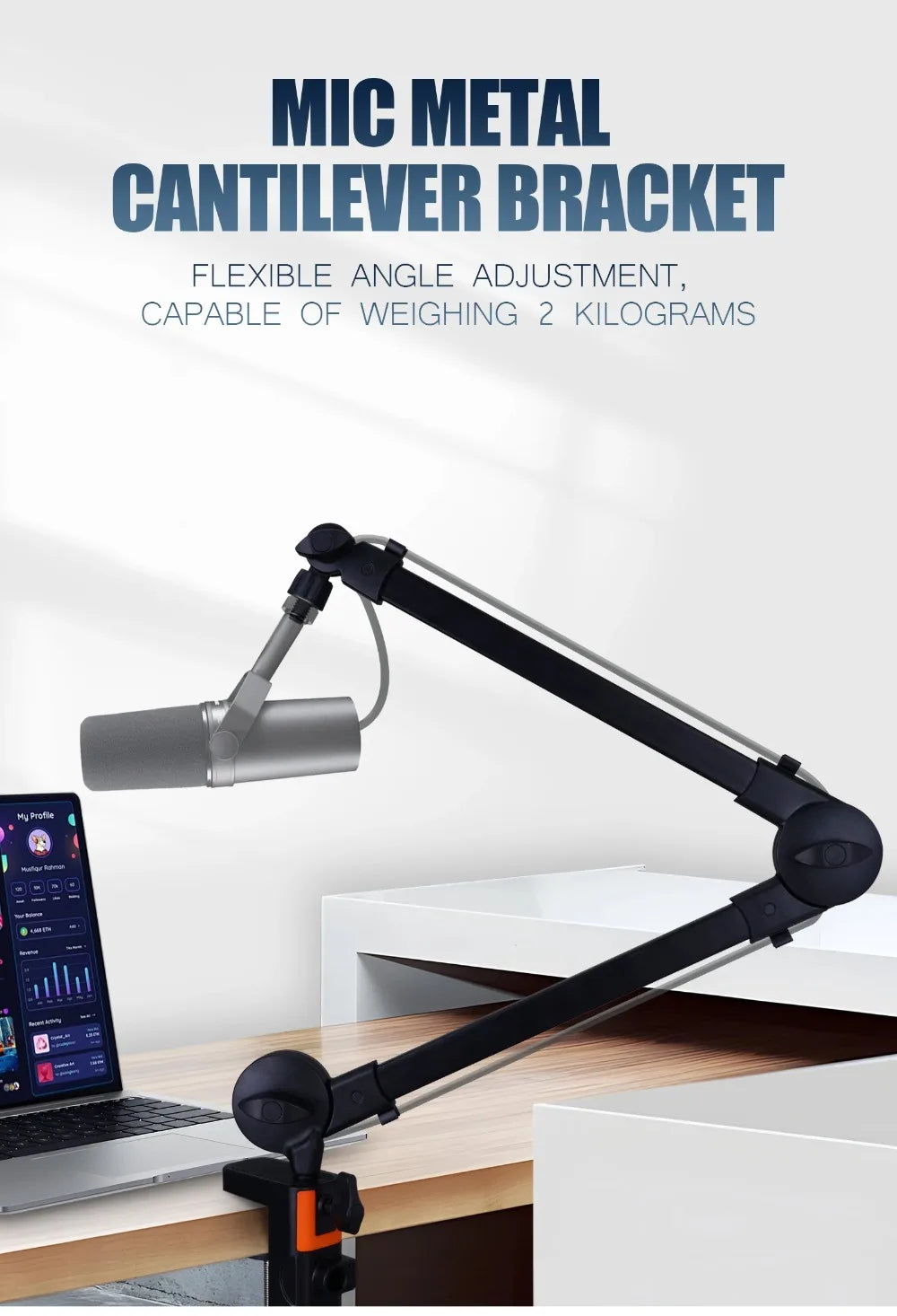 360° Adjustable Mic Boom Arm – Streaming Desk Mount