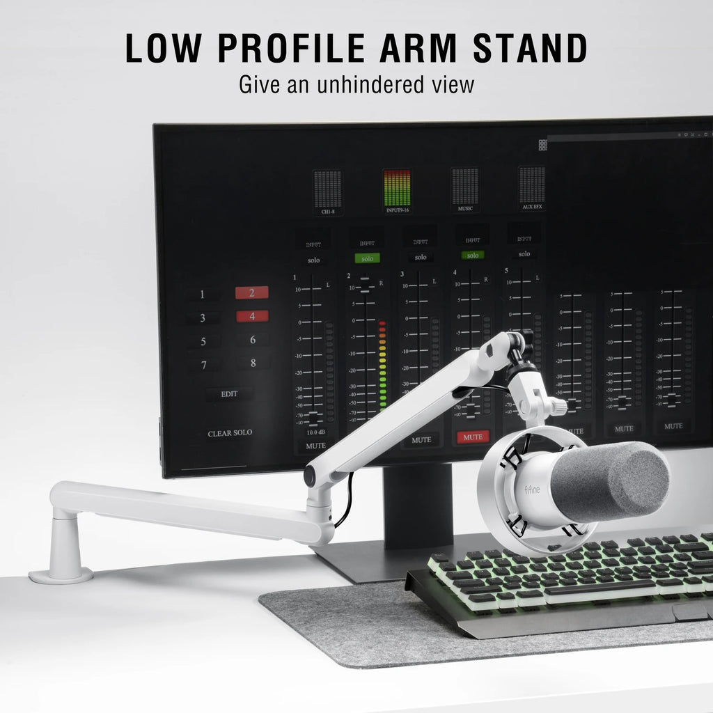 FIFINE Low Profile Mic Boom Arm – Desk Mount Stand
