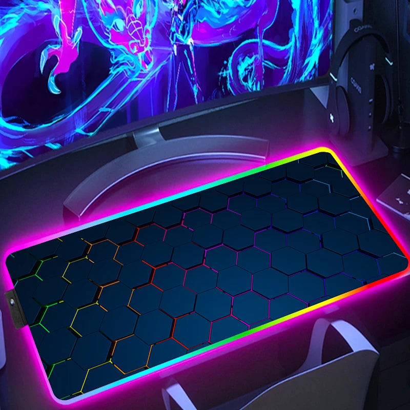 RGB Hexagon Gaming Mouse Pad – XXL LED Desk Mat