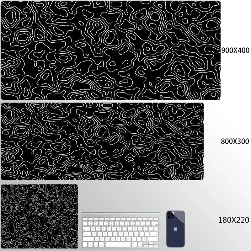 XXL Topographic Gaming Mouse Pad – Extended Desk Mat
