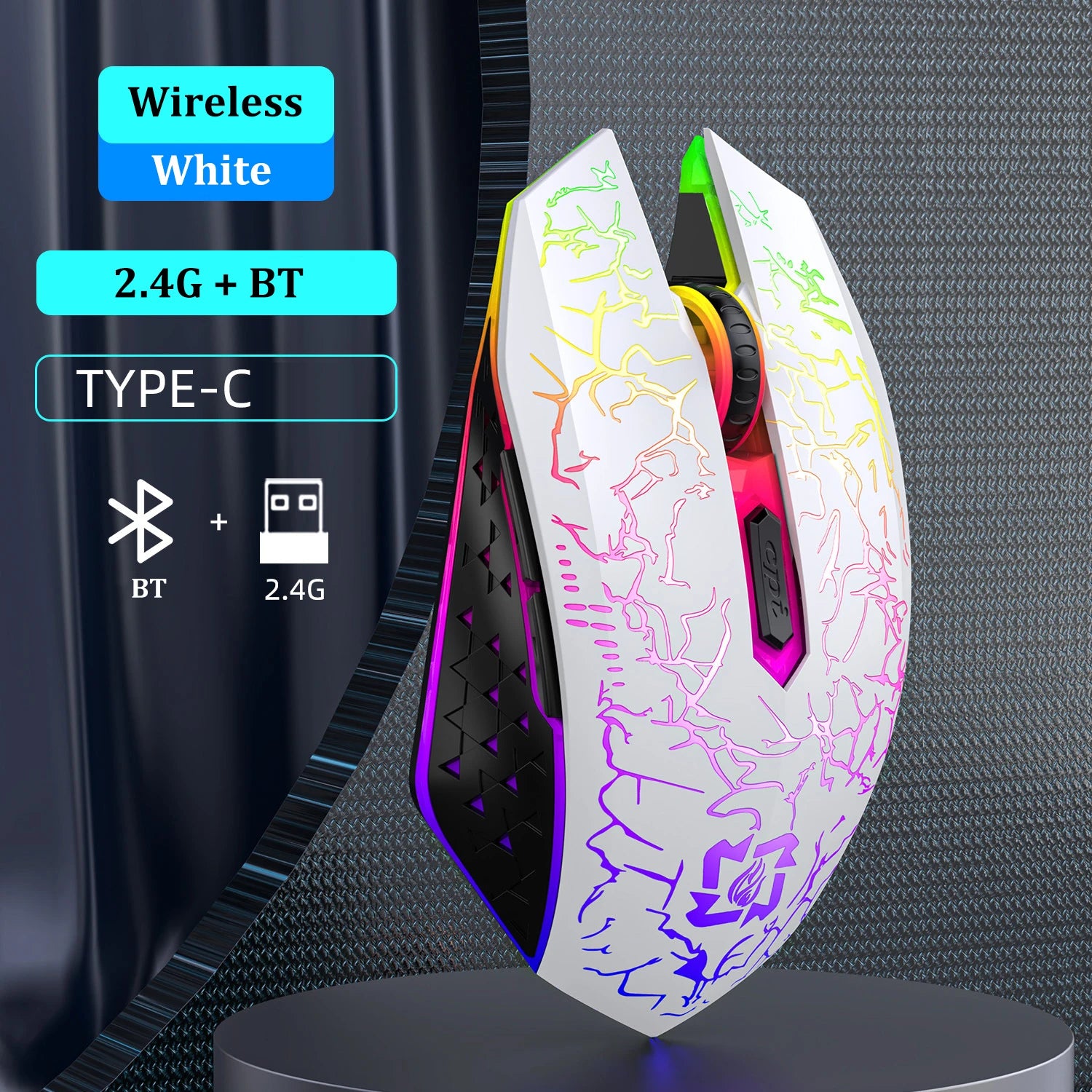 RGB Wireless Gaming Mouse – Bluetooth 5.2 & 2.4GHz Rechargeable Gaming Mouse
