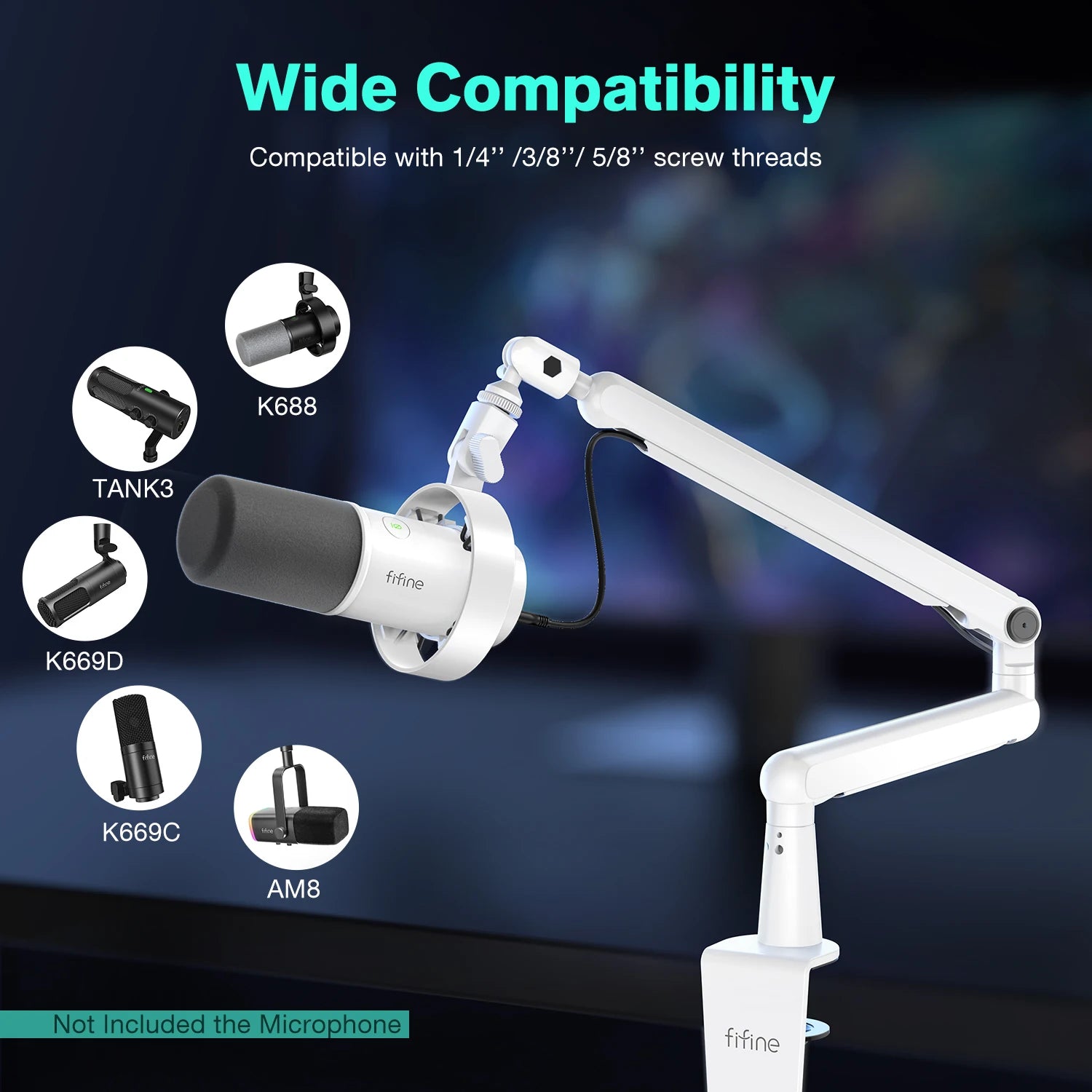FIFINE Low Profile Mic Boom Arm – Desk Mount Stand
