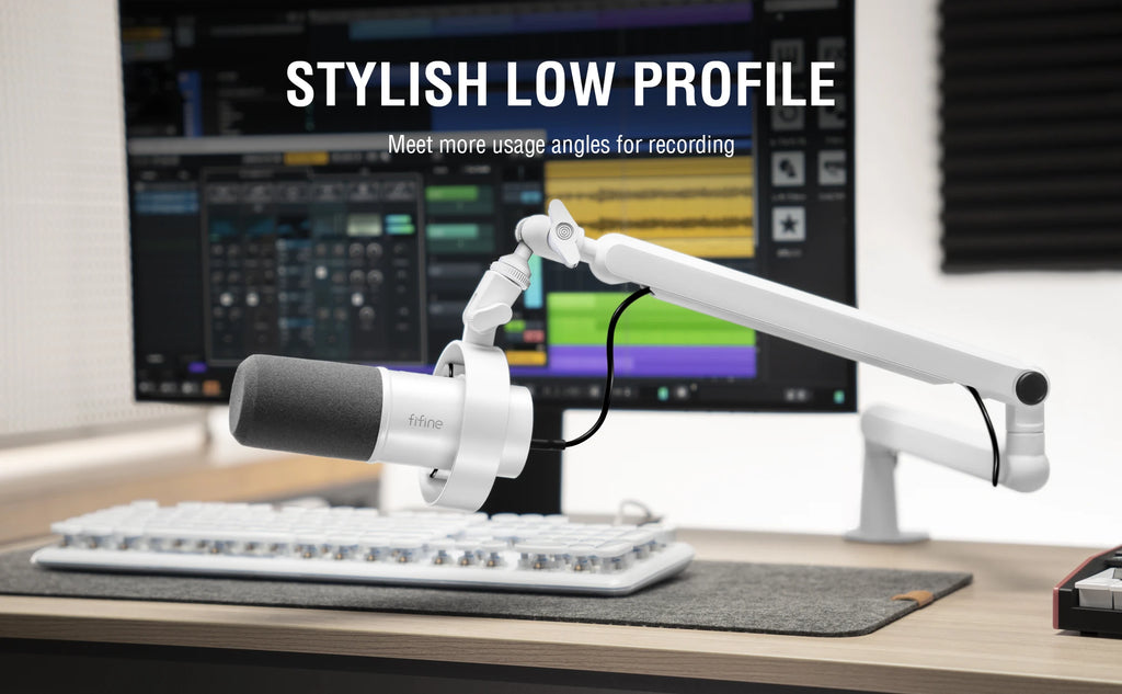 FIFINE Low Profile Mic Boom Arm – Desk Mount Stand