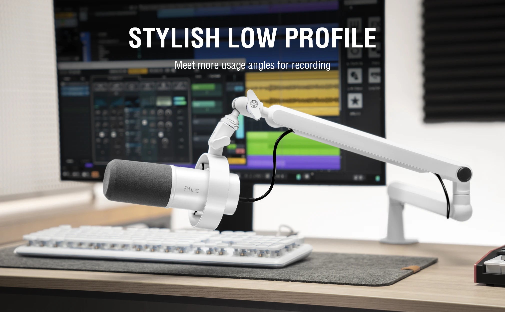 FIFINE Low Profile Mic Boom Arm – Desk Mount Stand
