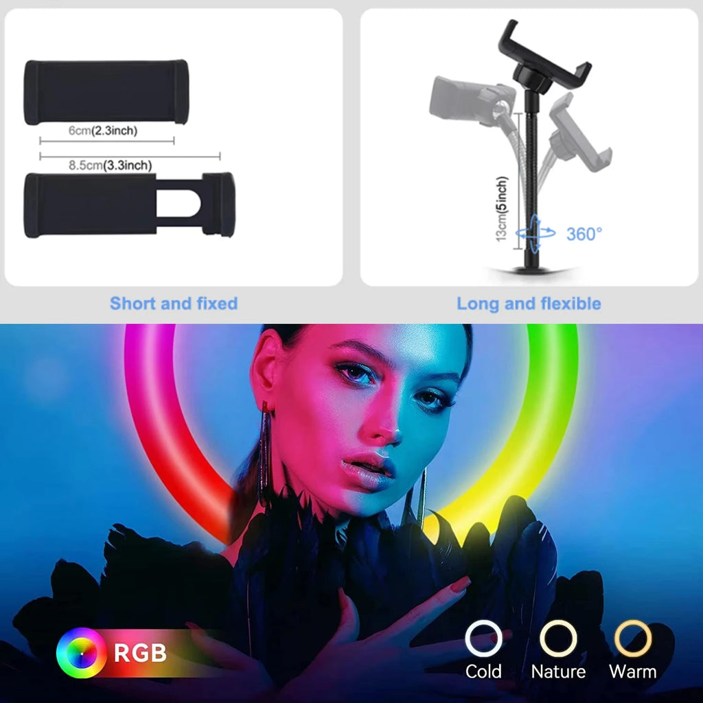 RGB Ring Light with Tripod & Remote Control for Streaming & Content Creation