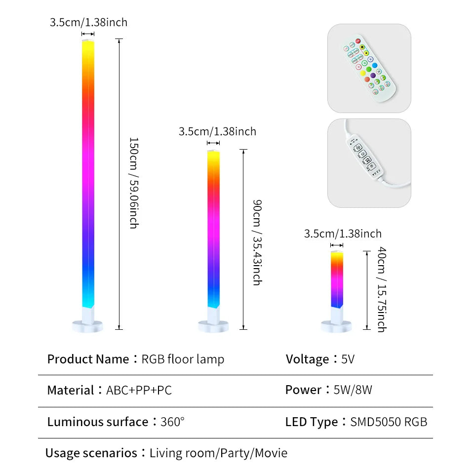 RGB LED Corner Floor Lamp – Smart APP & Remote Control Ambient Light
