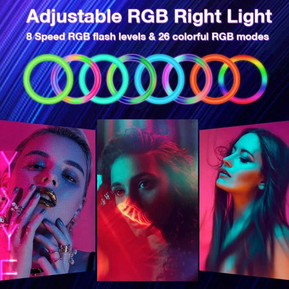 RGB Ring Light with Tripod & Remote Control for Streaming & Content Creation