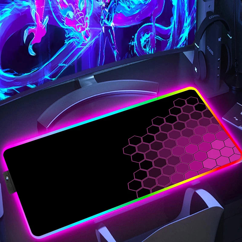 RGB Hexagon Gaming Mouse Pad – XXL LED Desk Mat