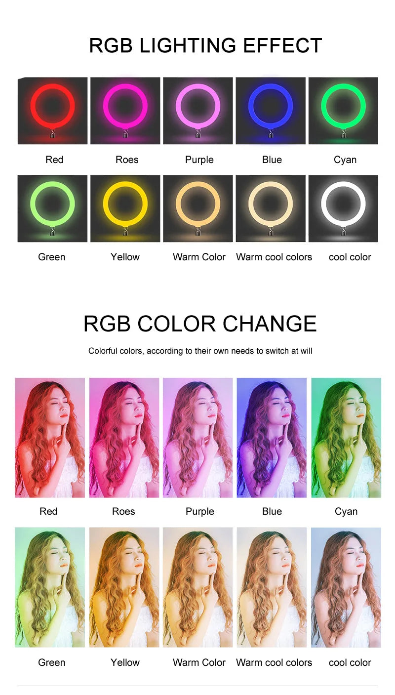 RGB Ring Light with Tripod & Remote Control for Streaming & Content Creation