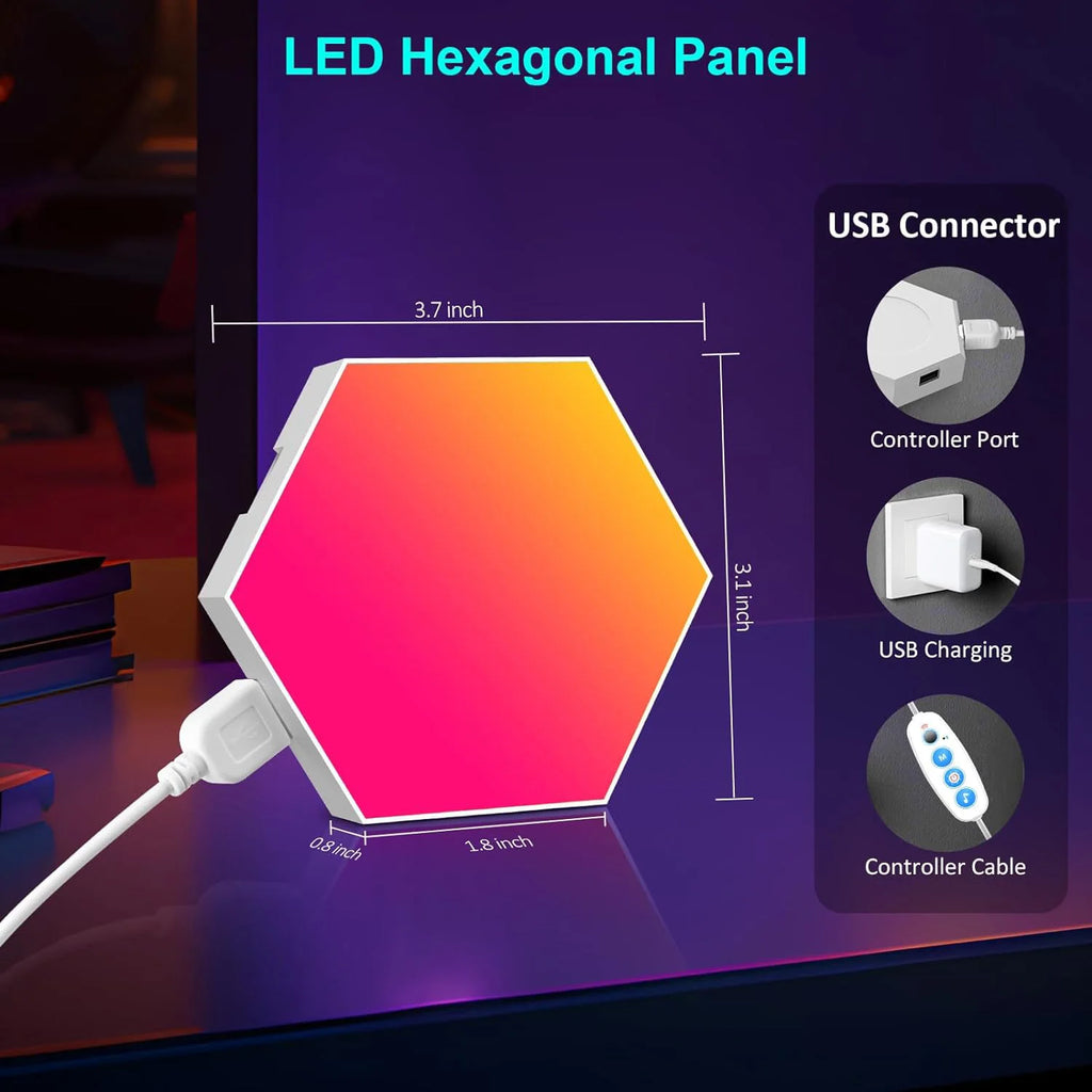 RGB Hexagon LED Wall Panels – Smart App-Controlled Gaming Room Lights