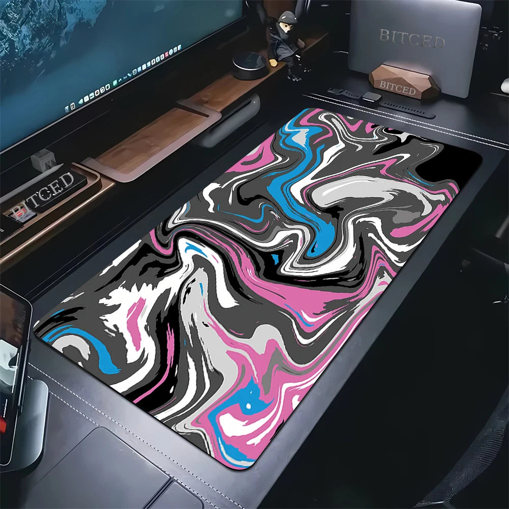 XXL Black & White Strata Gaming Mouse Pad – Extended Desk Mat