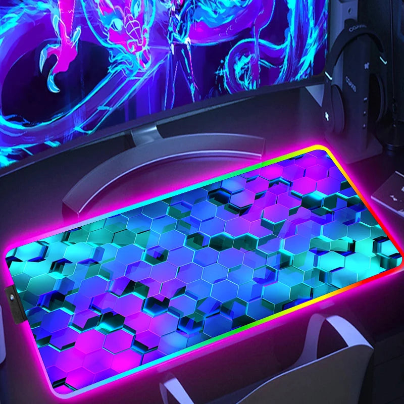 RGB Hexagon Gaming Mouse Pad – XXL LED Desk Mat