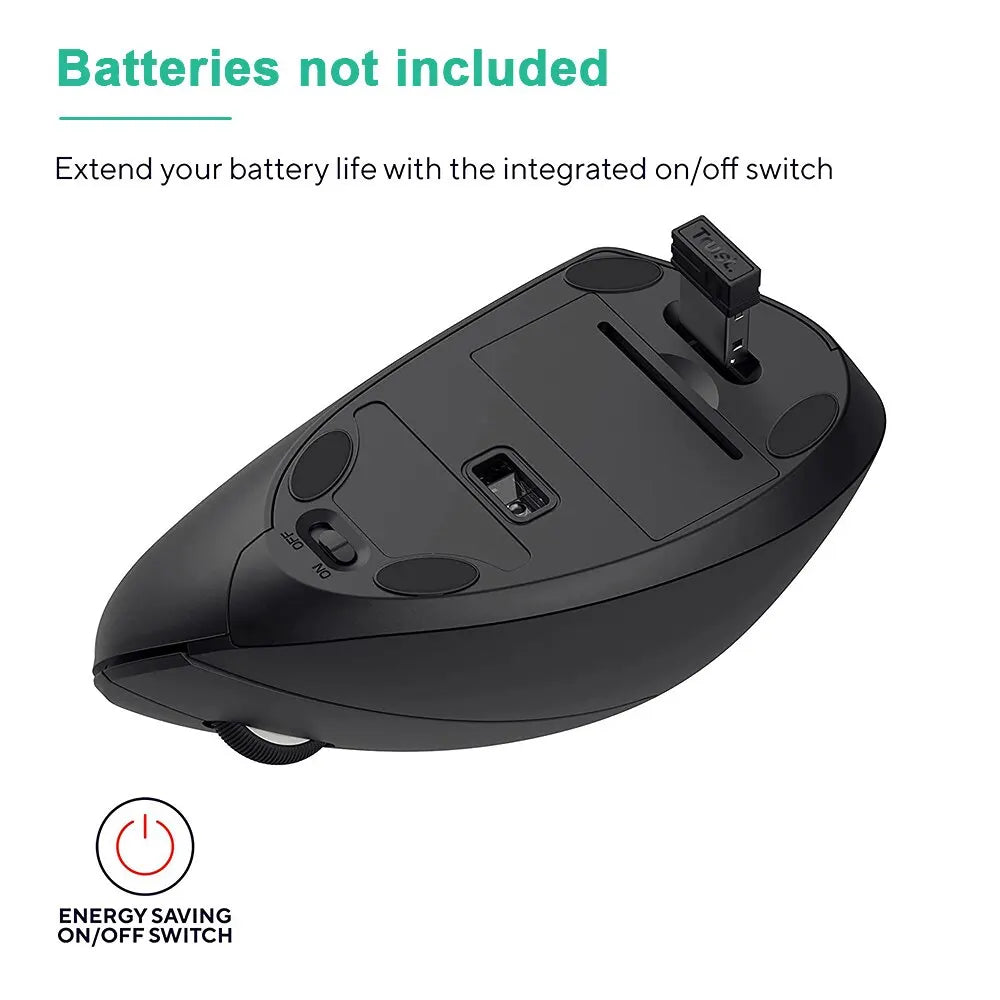 Ergonomic Vertical Wireless Mouse – 6 Button Bluetooth Mouse with Adjustable DPI