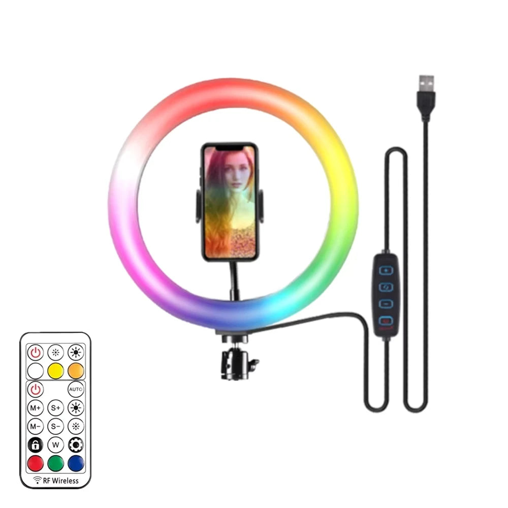 RGB Ring Light with Tripod & Remote Control for Streaming & Content Creation