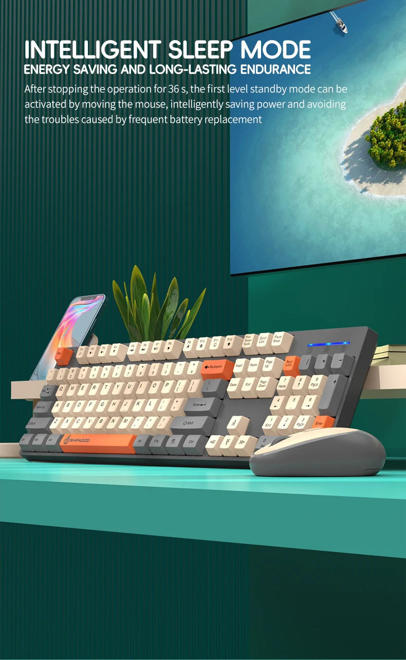 Shipadoo Wireless Keyboard & Mouse Combo – Ergonomic Bluetooth Gaming Set
