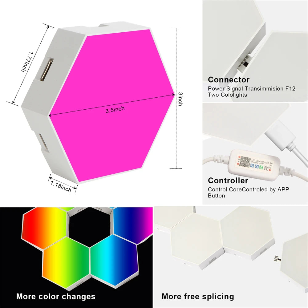 LED Hexagon Wall Panels – Smart APP RGB Gaming Lights