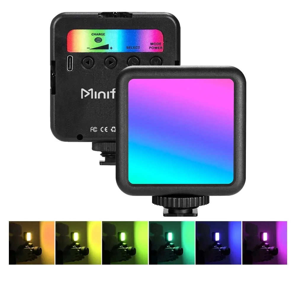 MiniFocus RGB Video Light – Rechargeable LED Camera Light for Streaming, Photography & Video