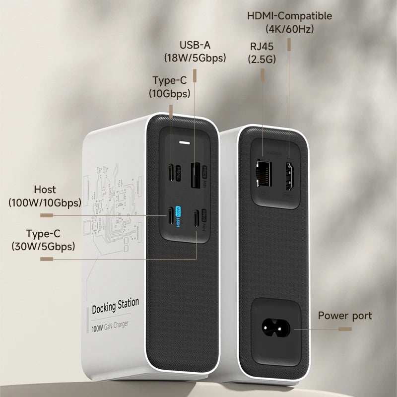 Hagibis 100W GaN Docking Station – USB-C Hub with 4K HDMI