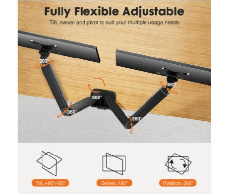 Dual Monitor Gas Spring Desk Mount – Adjustable Monitor Arm Stand